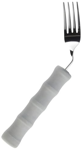 Homecraft, couverts, fourchettes, manche en mousse, courbée, légère, facilite la préhension, évite la torsion du poignet, personnes âgées, handicapées ou souffrant d’arthrite, favorise l’autonomie.