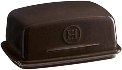 Emile Henry Ceramic Butter Dish in Charcoal Black
