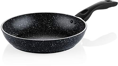 Westinghouse Black Marble Bratpfanne 26cm,3lagige Marmor-Antihaftbeschichtung, aus geschmiedetem Aluminium,Induktionsgeeigneter Pfannenboden,Silikonbeschichteter Griff,Spülmaschinenfest,schwarz,WHP126