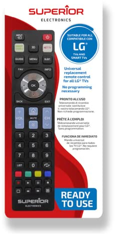 Superior LG Replacement - Telecomando di Ricambio Universale Compatibile con Tutti i TV e SMART TV di Marca LG - Pronto all'uso non Richiede Programmazione - SUPTRB007