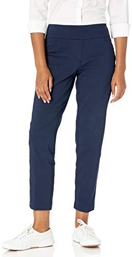 RUBY RD. Womens Mid-Rise Pull-on Straight Solar Millenium Tech Ankle Pant Pantalons, Bleu Marine, 46 Femme