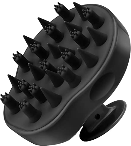 FReatech Aktualisierte Kopfhaut Massage Bürste mit 2 Arten von Silikonborsten, Fein Reinigen und Sanft Schrubben, Pflege für Empfindliche Kopfhaut, Peeling und stimulieren das Haarwachstum, Schwarz