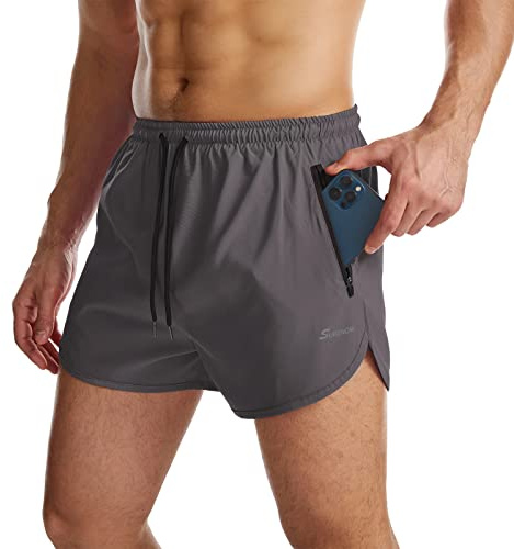 Suwangi Hombres Pantalónes Cortos de Deportivos 2 en 1 Secado Rápido Entrenamiento Fitness Gimnasio con Bolsillo Cremallera