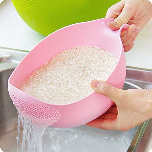 1PC Rice Washer Strainer Rice Wash Sieve Plastic Pink Multipurpose Drain Basket for Vegetable Fruit Kitchen Accessory