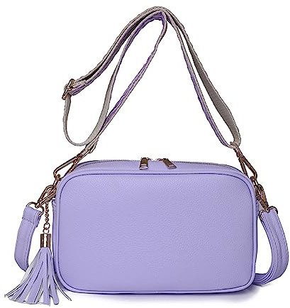 FANDARE Sac à bandoulière pour Femme en Cuir PU Sac Besace Sac Porté épaule Sacs à bandoulière avec Deux Bandoulières Sac d'épaule pour Voyage Cyclisme Sling Crossbody Bag Sac de Messenger Violet