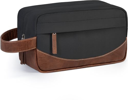Ezday Travel Toiletry Bag for Men, Hanging Toiletry Organizer, Water Resistant Shaving Kit with Large Capacity for Travel Accessories, Black, M, Black