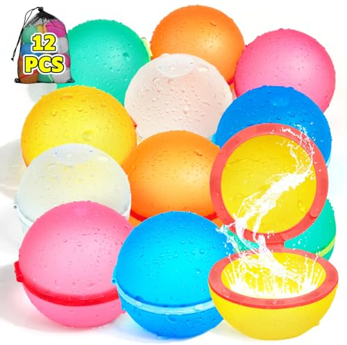 Wiederverwendbare Wasserbomben Selbstschließend,Silikon Magnet Wasserbomben für Kinder Erwachsene, Nachhaltige Selbstdichtende Wasserball, Outdoor Sommerspaß Wasserspielzeug für Party (12 Stück)