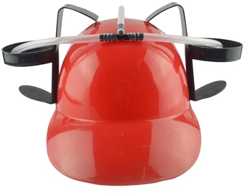 Bierhut Trinkhut Lustiger Trinkhut Sicherer Kunststoff-Trinkhelm mit Dosenhalter und Strohhalm, lustiger Hut für Bier-Soda-Party Fußballspiele Neuheitsgeschenk Roter Bierhut – Trinkhut Trinkhelm Bier