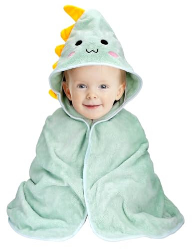 Huiguli Kapuzenhandtuch Baby, 80 x 80 cm Babyhandtuch mit Kapuze Baby Badetuch, Babyhandtuch mit Tierohren für Neugeborene, Grün