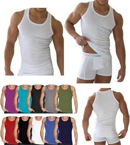 Mens Vest Cotton Singlet Vest Tops for Men UK Soft Men's Sleeveless Vest Mens Vest Undershirt White Vest Assorted Colour Summer Vests Underwear (UK, Alpha, XL, Regular, Regular, Pack 3 White)