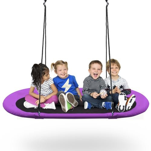 Maxmass 60 inch/150cm Kids Nest Swing, 150kg Weight Capacity Children Tree Swing Seat with Adjustable Hanging Ropes, Indoor Outdoor Platform Swing Chair for Porch Garden Backyard Park (Purple)