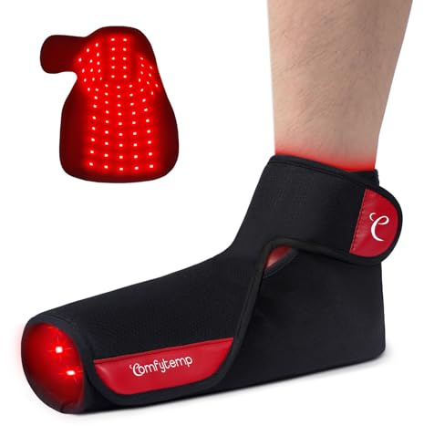Comfytemp 5000mAh Cordless Red Light Therapy for Foot & Ankle, Wearable Near Infrared Light Therapy Wrap, Flexible Light Shoe for Heel Joint Muscle, Fit Foot Size 7-12