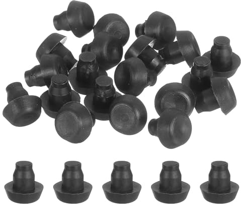 QUARKZMAN Patins De Table en Verre avec Tige, 20Pcs Antidérapants en Plastique pour Trou De 6mm, Protections De Pied De Meuble pour Chaise, Armoire (Noir)