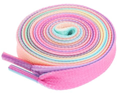 JJUNW 4 par skosnören färgglada, 120 cm regnbåge skosnören barn vuxna 10 mm breda, färgglada platta skosnören platta för sportskor, fritidsskor, canvasskor (rosa), ROSA