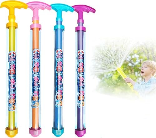 Pistole ad acqua fuochi d’artificio 4 pezzi – giocattolo estivo bambini e famiglia, spruzzatore colorato facile da riempire, leggero, sicuro, per feste piscina, spiaggia, giardino, regalo vacanze