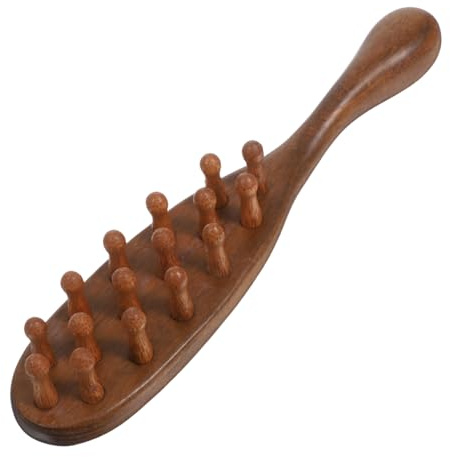 Veemoon Meridian Massage Comb Sandalwood Long Handle Wide Tooth Brush for Hair Detangling Scalp Massage at Home