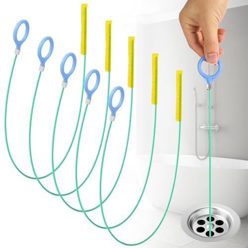 HOTUT Desatascador Fregadero 130cm, 5Pcs Flexible Cepillo de Limpieza para Desagüe, Cepillos para Tuberías, Herramienta de Limpieza de Tubos, Desatascador de Tuberias para Limpieza de Cocina y Baño
