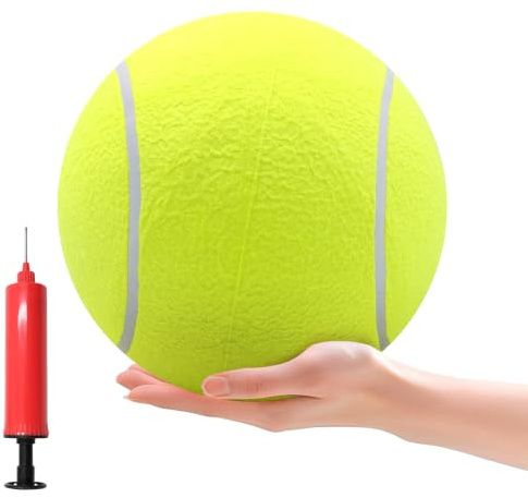 LTHERMELK Pelota de Tenis Gigante de 9.5 Pulgadas Inflable Grande para Perros, Pelota de Pastoreo Verde Indestructible para Perros, Incluye Bomba de Aire y Aguja