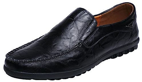 GUNJXNIL Läderskor för män, eleganta, slip-on, kostymskor, mjuk sula, affärsskor, bekväma, oxfordskor, halkfria promenadskor, att glida i, fritidsskor, lätta, ventilerande sportskor