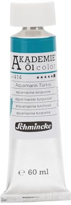 Schmincke – AKADEMIE® Öl color, feine Künstler-Ölfarben, Aquamarin Türkis, 41 414 011, 60 ml Tube, höchst lichtecht, Ölmalerei