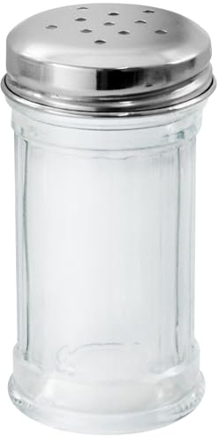 Fackelmann 46892 Saupoudreuse sucre glace, saupoudreuse, saupoudreur parmesan, accessoire cuisine, Acier inoxydable, Verre, 4,5 x 9 cm