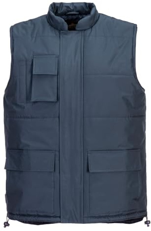 Portwest S415 Klassisk Väst Helt Fodrad och Vadderad Vattenavvisande Vinter | Marinblå, M, Ärmlös, 6 Fickor, Normal Passform, PVC-Belagd Polyester, Mobiltelefon och Pennficka, Justerbar Fåll, Vattentät
