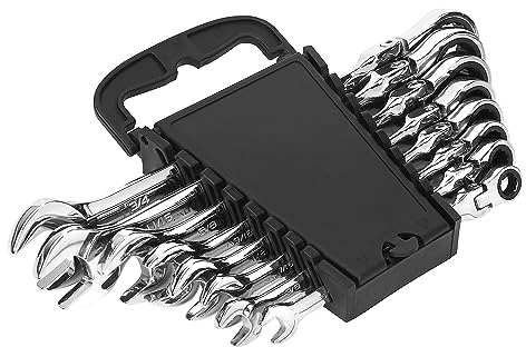 Amazon-Marke: Denali 5/16-3/4-Zoll (80 mm-190 mm),8 Stück Flex-Ratschen-Ringmaulschlüssel-Satz mit Schlüsselhalter