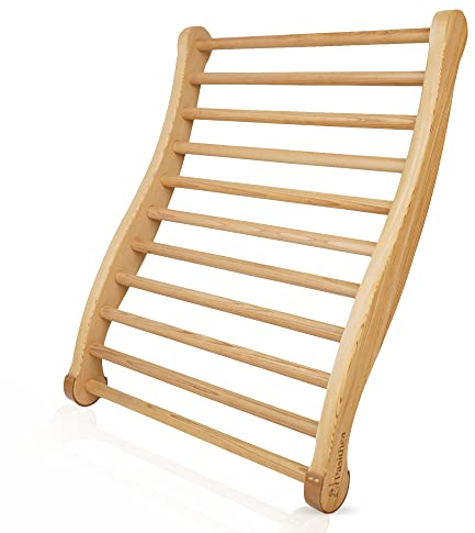 Pasithea Sauna-Rückenlehne Canadian Red Cedar - Rutschfestes, Ungiftiges, Komfortables S-Form Design - Saunasessel mit Rückenlehne, Saunazubehör für Jede Fass- oder Infrarot-Sauna (1 Stück)