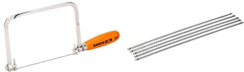 Bahco 301 Scie à chantourner (Import Grande Bretagne) & 303-5P Lame de scie à chantourner 165 mm 5 pièces, Multicolore