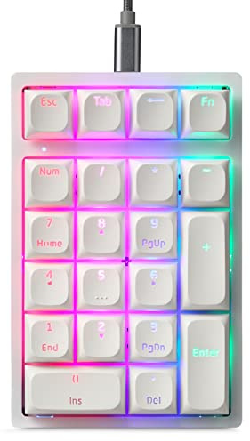 MOTOSPEED Mechanical Numeric Keypad Hot-Swap Red axis Wired Gaming RGB Backlit PBT Keycap 21 Keys Mini Numpad Portable Keypad Extended Layout(Red axis)