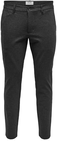 Only & Sons Herren Chino Hose ONSMARK - Slim Fit - Schwarz Grau Blau Grün, Größe:32W / 36L, Farbe:Dark Grey Melange 22010209