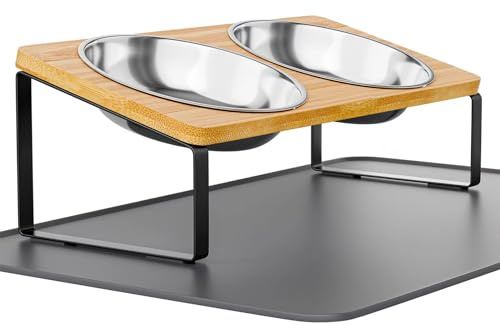 Elevated Whisker Friendly Cat Bowls, 15 Tilted Stand Anti Vomiting Raised Dishes for Food and Water, Stainless Steel Bowls for Cats and Puppy