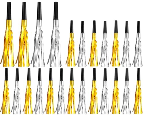 MWUMRCM Party Krachmacher Partytröten Luftrüssel Musikalische Blowouts Geburtstagsfeier Pfeifen Partyzubehör Tröte für Geburtstag, Sportveranstaltungen, Neujahr, Weihnachten（24 Stück）