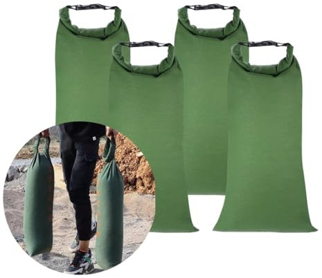 zklaseot Barrier Flood, Flood Water Barrier Sand Bags, 4Pcs Canvas Flood Protection Sandbags With Insert Buckle For Home Door Basement Garage Flood Control(Size:28X72cm/25kg)