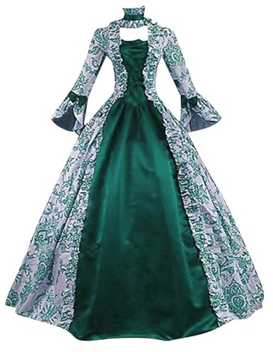 2024 Costume Abito da Sera Lungo Donna con Maniche a Tromba Stile Medievale Vittoriano per Il Rinascimento per Carnevale Halloween Feste Principessa Costume da Regina Donna Sera Costume dell'800