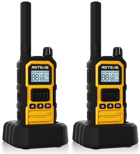 Retevis RB648 Plus Walkie Talkies, IP67 wasserdichte Funkgeräte, Hohe Reichweite, 2000mAh, Vibration, Notfallalarm, Professionelles Robust Aktualisierung Walkie Talkie für Camping (2 Stück, Gelb)