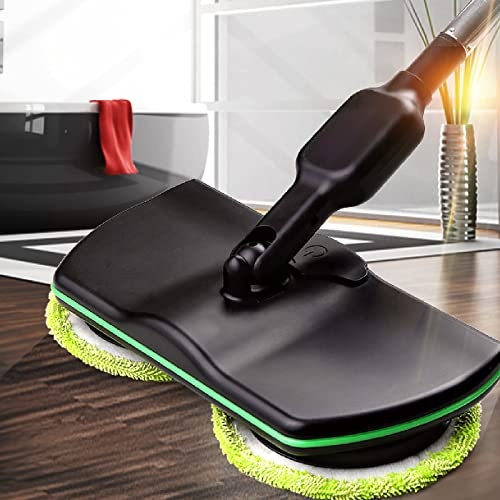 Electric Mop Floor Cleaner Machine, Cordless Hard Floor Scrubber Spin Steam Mop with 2 Cleaning Pads and 2 Waxing Pads for Polisher, Power Mops Floors Buffer for Wood, Tile, Marble, Vinyl