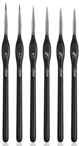 HOTUT Feine Pinsel Set,6 Stück Künstlerpinsel,Modellbau Pinsel mit Holzgriffen,Nylon Acrylfarben Drybrush für Künstler, Erwachsene und Kinder