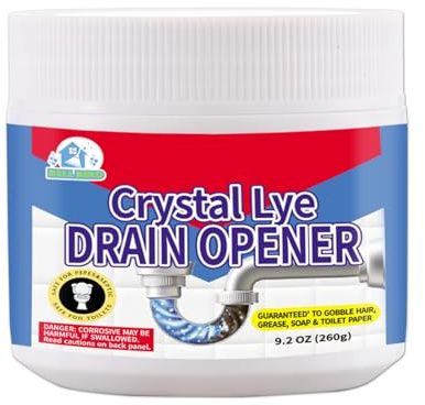 BELL BIRDCrystal Lye Drain Opener,Lye Sodium Hydroxide,Unclogs Bathroom and Kitchen Sinks,Drains,Shower Pipes (1PSC)