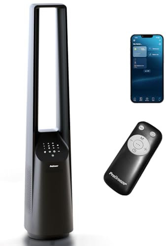 Pro Breeze Ventilateur Colonne Sans Pale - Ventilateur Tour Intelligent 101 cm - WiFi - Ultra silencieux avec Télécommande, Ecran LED, 6 Vitesses, 5 Modes et Oscillation à 60°