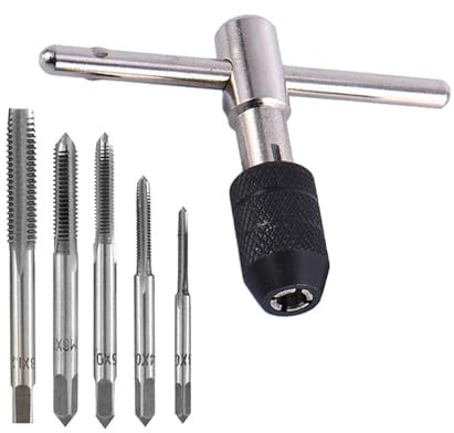 Gewindebohrer Set, Gewindebohrer Satz, Tap Wrench Set, Gewindeschneider Halterschlüssel, Geeignet für Elektromechaniker, Ingenieure, Elektriker für Den Einsatz in Begrenzten Räumen