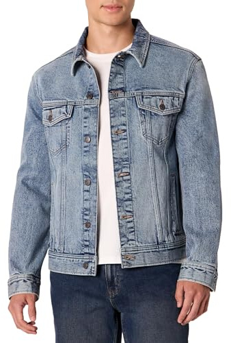 Amazon Essentials Men's Low-Stretch Regular-Fit Denim Jacket, Tinted Light Wash, L