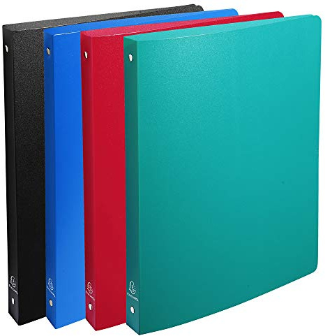 Exacompta 51490E 5er Pack Ringhefter OPAK DIN A4 aus Kunststoff 4 Ringe 30mm breit farbig sortiert ideal für Schule und Büro Ringhefter Ringordner Ringbuchordner