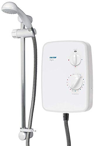 Triton Showers | Agio | Shower Electric | 8.5 KW | Triton Showers Shower I White I Electrical Showers | with Showerhead and Anti Twist Hose | Best Electric Shower Units for Bathrooms - Chrome Finish