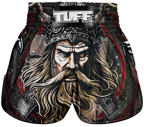 Tuff Sport Muay Thai Boxshorts Retro Shorts Classic Slim Cut MMA Kickboxen Workout Set Training, Tuf-rms120-brn, Medium