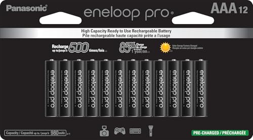 Eneloop Panasonic BK-4HCCA12FA pro AAA High Capacity Ni-MH Pre-Charged Rechargeable Batteries, 12-Battery Pack