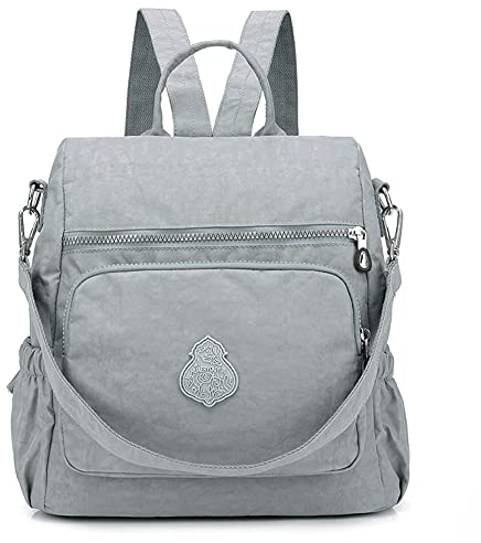 Estwell Rucksack Damen Elegant Schulrucksack Damenrucksack Handtasche Daypack Wasserdicht Nylon Mädchen Schultasche Reiserucksack Anti Diebstahl Rucksäcke, Grau