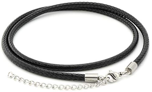 Naturskrin konstläderkedja med stängning av rostfritt stål 2 mm svart 45–50 cm läderkedja utan hänge gör-det-själv smycken halsband läder hantverk