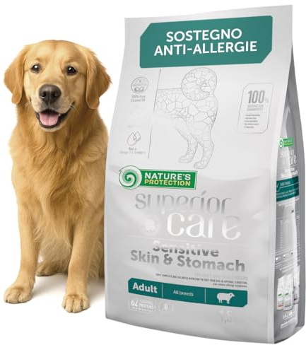 Nature's Protection Superior Care Comida para Perros Adultos Sensibles - Pienso Hipoalergénico para Perros con Cordero y Arroz - Rico en Proteínas - Omega 3 y 6 - Piel Sana, Digestión Suave, 1,5 Kg