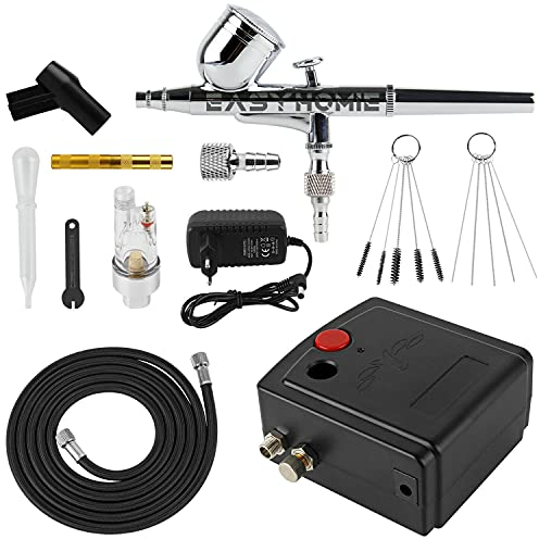 Mini Aerograph Kit, Dual Action Airbrush Set avec Pistolet à Peinture, Compresseur, Kit de Nettoyage pour Le Maquillage, La Manucure, Le Tatouage, La Conception de Peinture, La Décoration Alimentaire